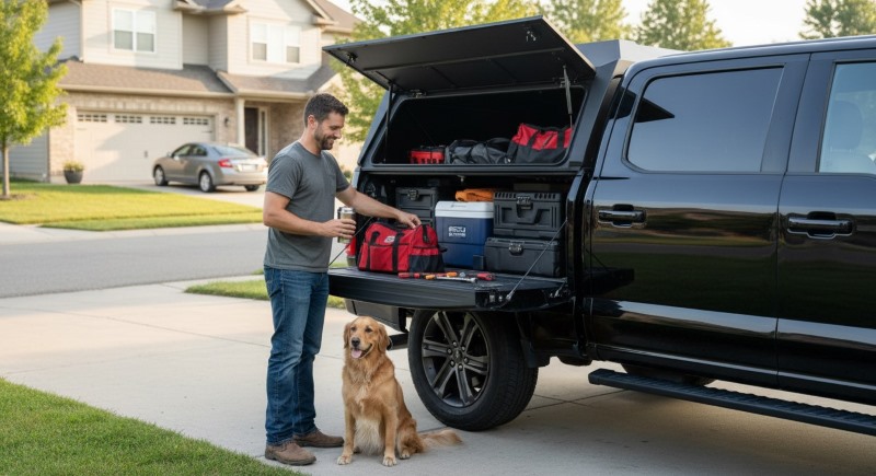 By allowing full lift-up access, the Matrix topper solves two long-standing truck bed issues: storage security and accessibility.