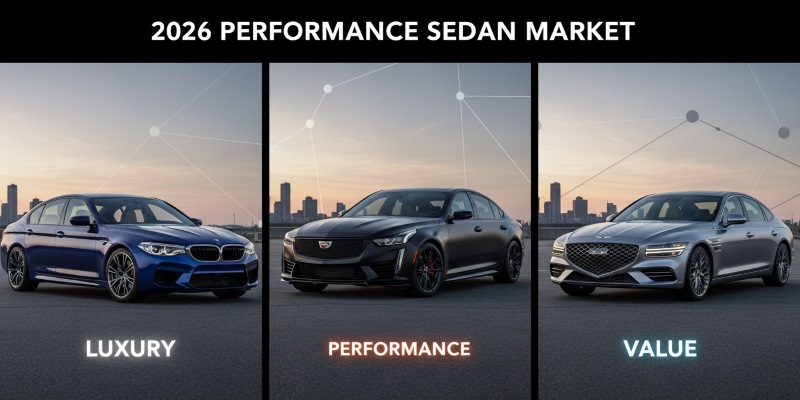 From BMW M5 luxury to Cadillac Blackwing performance and Genesis value, the 2026 performance sedan market offers distinct strategies for every buyer.