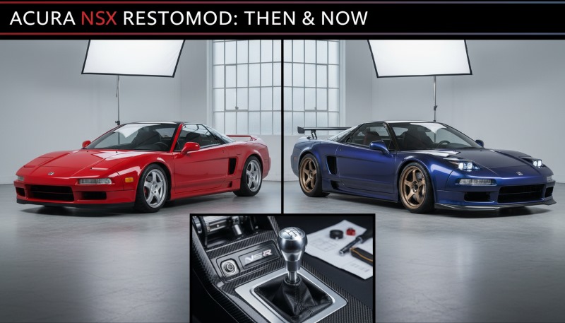 Manual Acura NSX restomod blends classic Japanese performance with modern engineering.