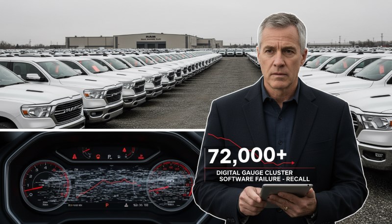 Ram recalls over 72,000 trucks after digital gauge cluster software failure raises safety concerns.