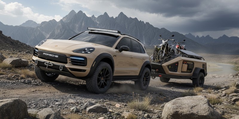 The upcoming electric Porsche Cayenne is said to outperform its gasoline predecessor in off-road capability and towing.